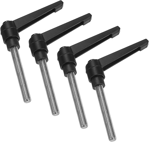 Miniatura 173 de uxcell 4 manijas de palanca de sujeción, perno macho roscado de acero al carbono de óxido negro M8 x 0.59 pulgadas, asas ajustables de bloqueo