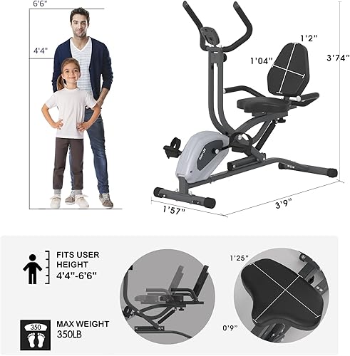 Miniatura 4 de Seanleecore Bicicleta estática 2 en 1 y asistencia en sentadillas y resistencia magnética, bicicleta estacionaria de conducción silenciosa,