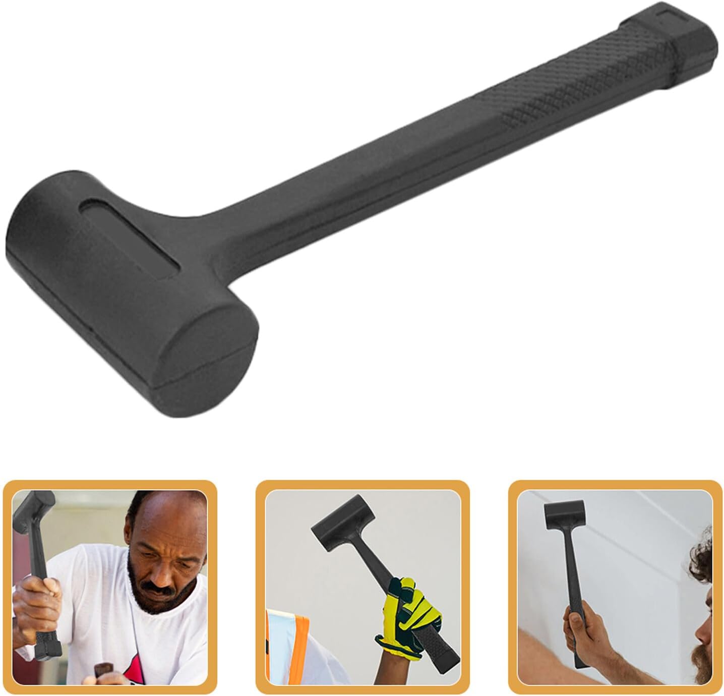 Rubber Head Mallet 1.5lb Anti-shock Flooring Hammer Double-faced Tile Installation Hammer Portable Hand Tool for Wood and Marble