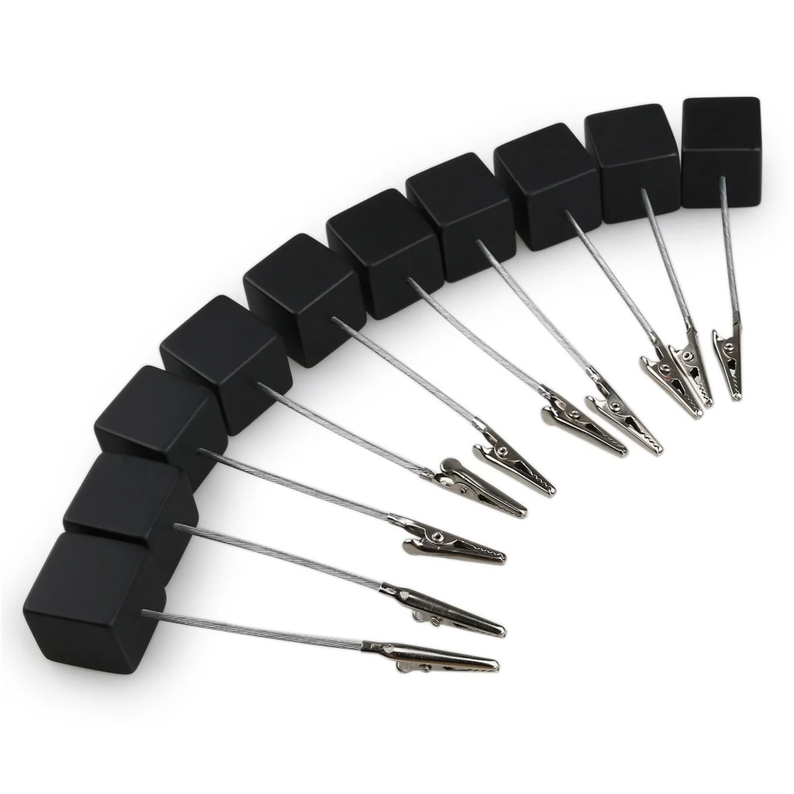 Lot de 10 clips mémo noirs en acier inoxydable avec base cube, organiseur de bureau, trombones photo pour tables, magasins, étiquettes, bureau, fête de mariage
