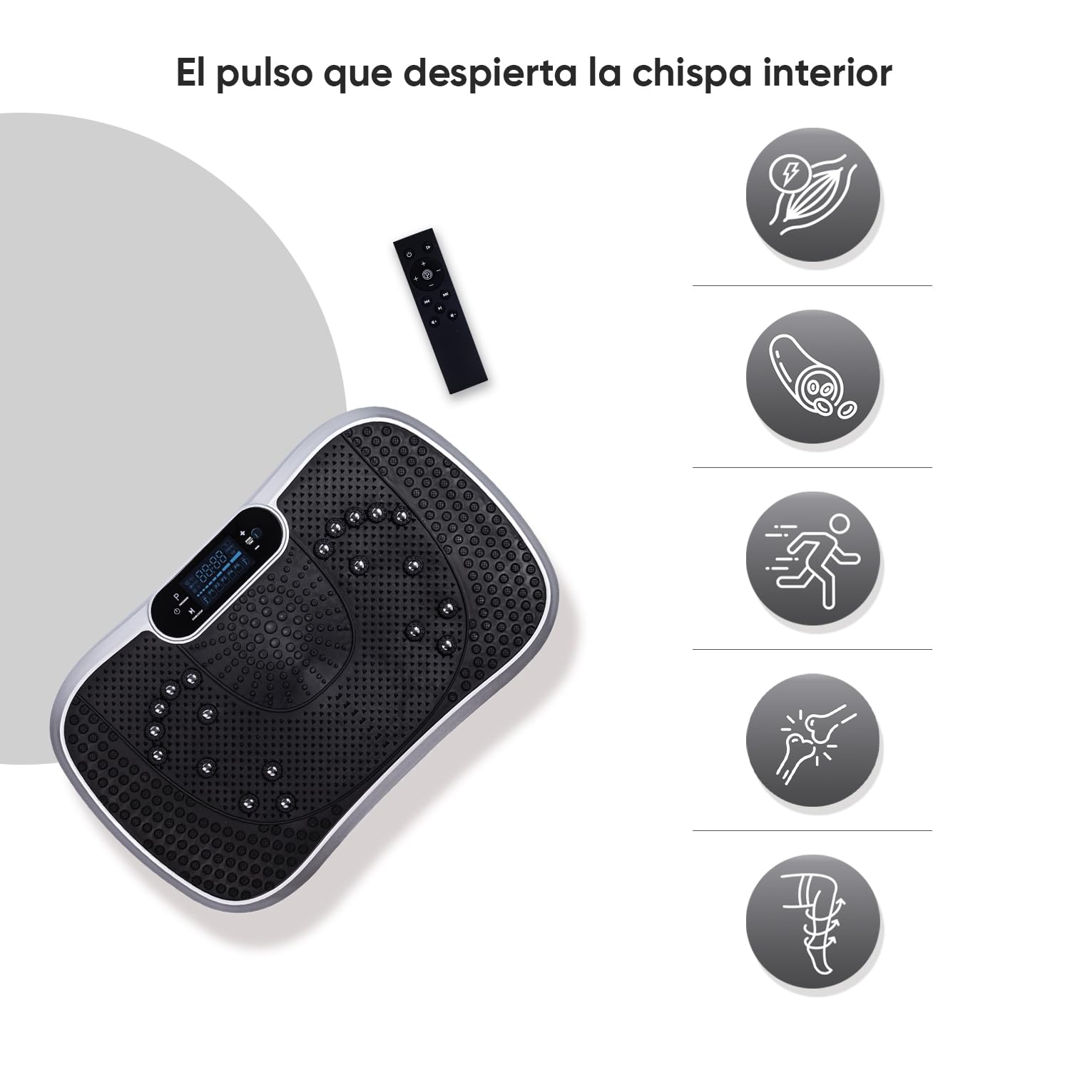 WeightWorld Plataforma Vibratoria - 99 Velocidades, Masajeador, Altavoz Bluetooth y Bandas Elásticas - Plataforma Vibración Muscular para Hacer Ejercicio en Casa con Mando a Distancia y 5 Programas