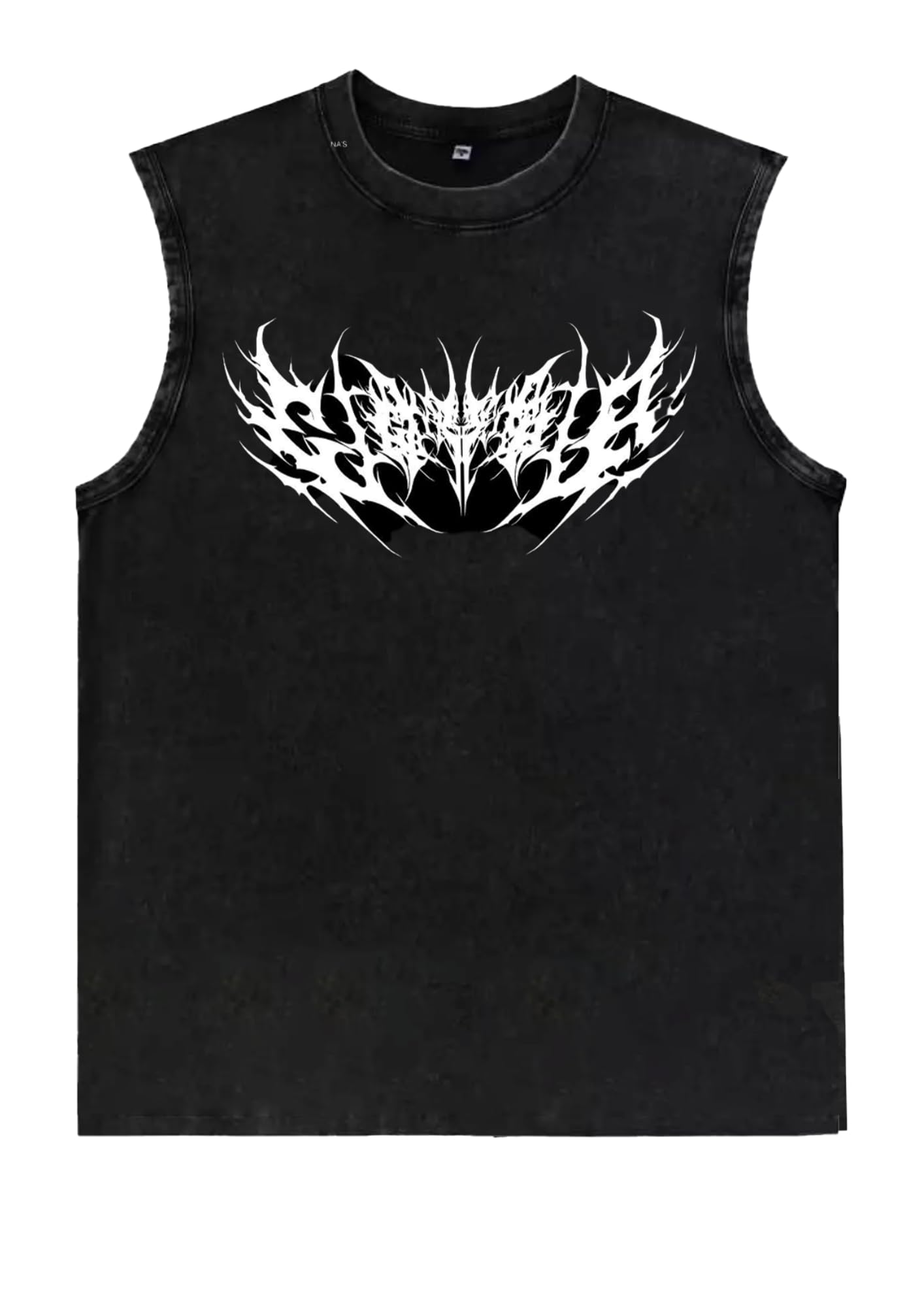 Gothic Sleeveless Gym Vest, Black Terry Cotton-picture-54