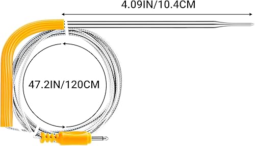 Miniatura 7 de INKBIRD Juego de 4 sondas de colores de repuesto para termómetro INKBIRD, sondas de acero inoxidable de 47 pulgadas, solo compatible con IBBQ-4BW,
