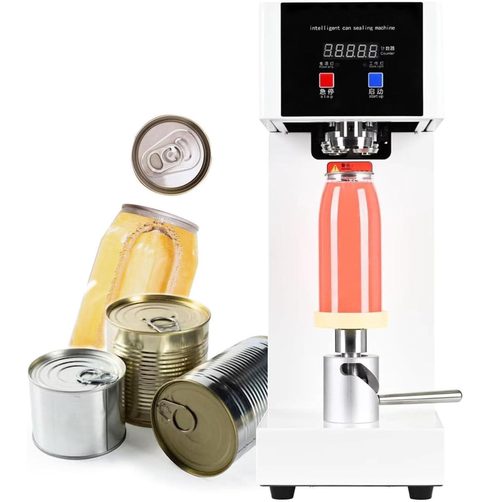 ASerZenith Automatic Can Sealing Machine For Bubble Tea, Beer, And Beverage Cans With Lcd Display,White