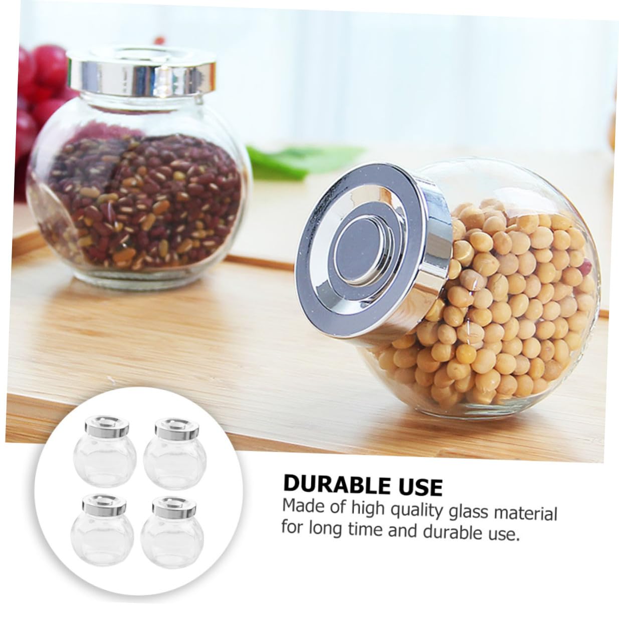 DOITOOL 8 Tarros de Cristal para Almacenar Alimentos y Cereales, Botes Organizadores de Cocina Tapa Hermética, Vidrio Transparente