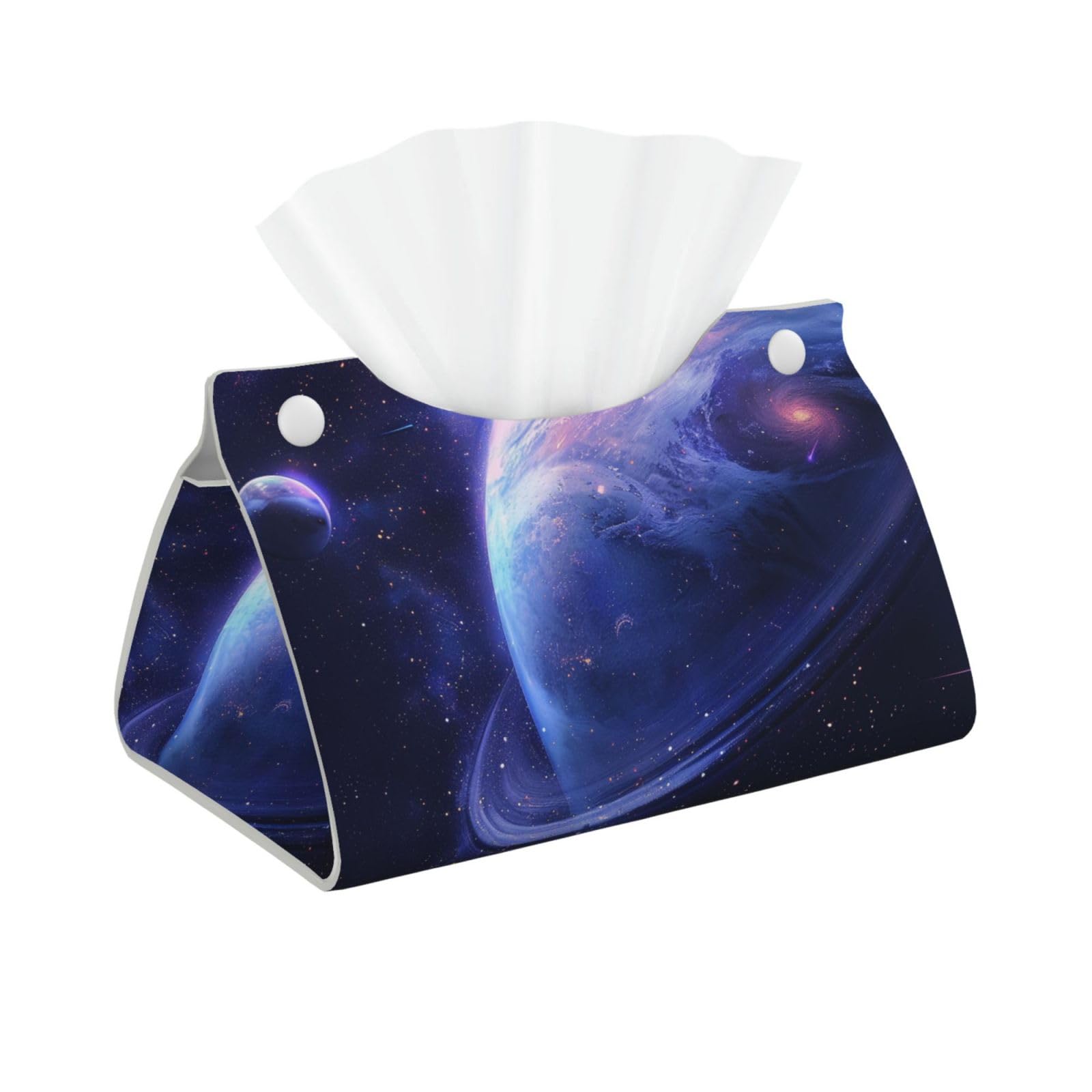 Planet Print Tissue Box Cover Foldable Tissue Storage Box Leather Tissue Cube Box Holder for Living Room Bedroom Office Car Home Decor