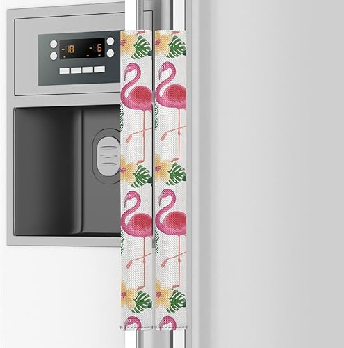 Emelivor Flamingos - Juego de 2 fundas para manija de puerta de refrigerador, manijas lavables para nevera, horno, microondas, lavavajillas,