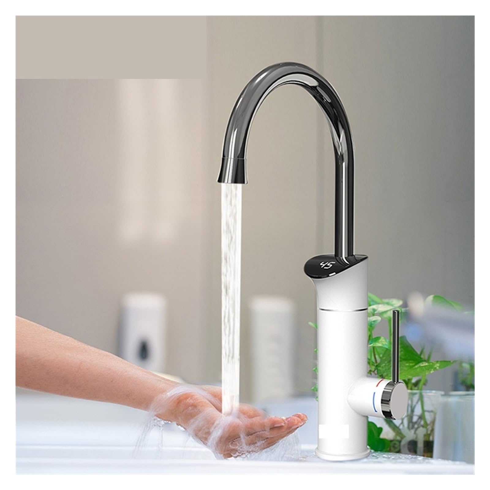 Scaldabagno elettrico Rubinetto da cucina for acqua calda istantanea 2 in 1 Scaldabagno senza serbatoio Rubinetto for riscaldamento rubinetto elettrico(Szary)