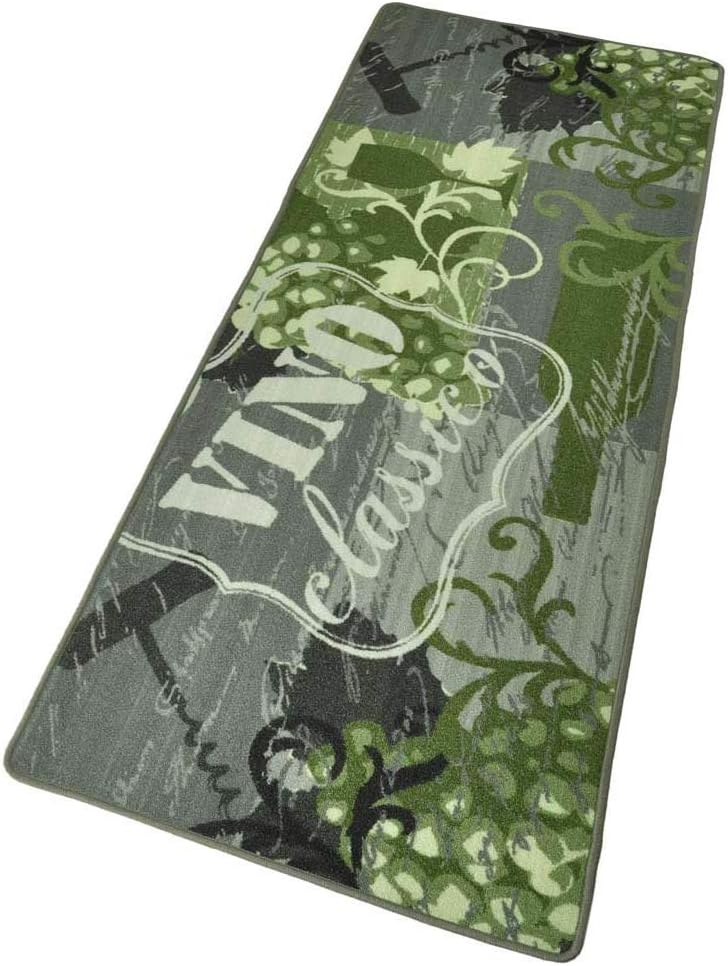 HANSE Home Loop Rug Runner - Carpet Runner with Lettering, Soft Short Pile Rug, Modern Design for Hallway, Bedroom, Children's Room, Bathroom, Living Room, Kitchen - Green Grey, 67 x 180 cm