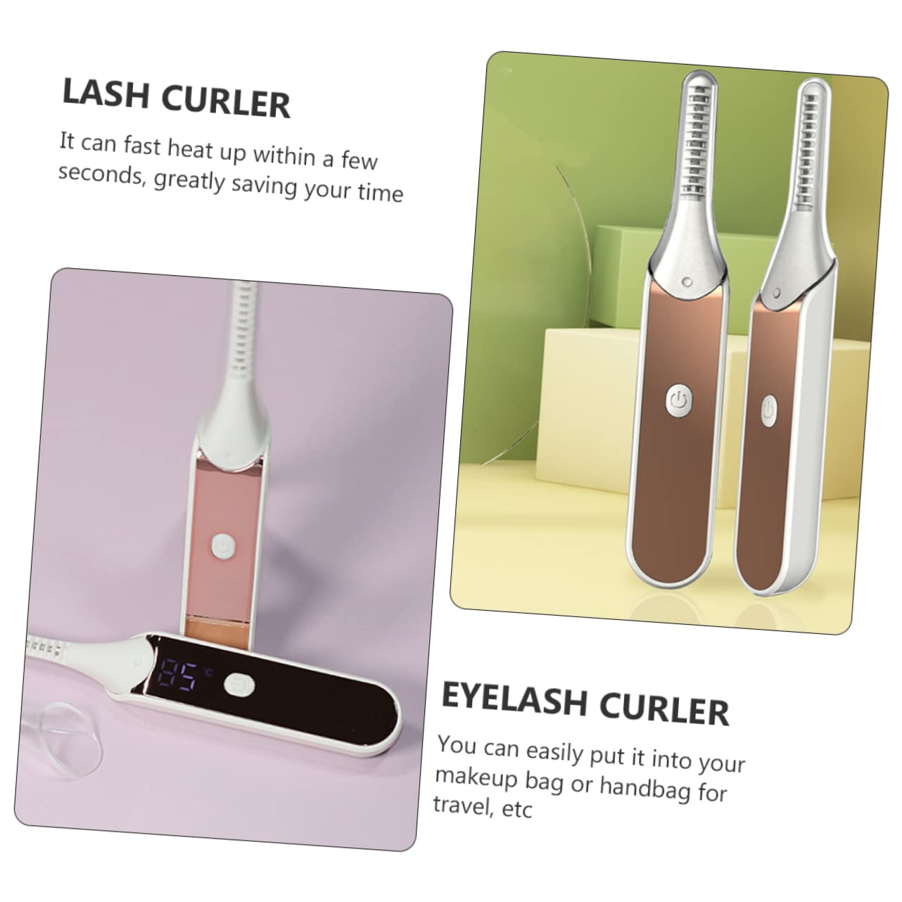 FOMIYES Rizador De Pestañas Eléctrico Con Calefacción 2 Unidades Portátil Y Ligero Ideal Para Festivales De Mujeres Y Niñas.