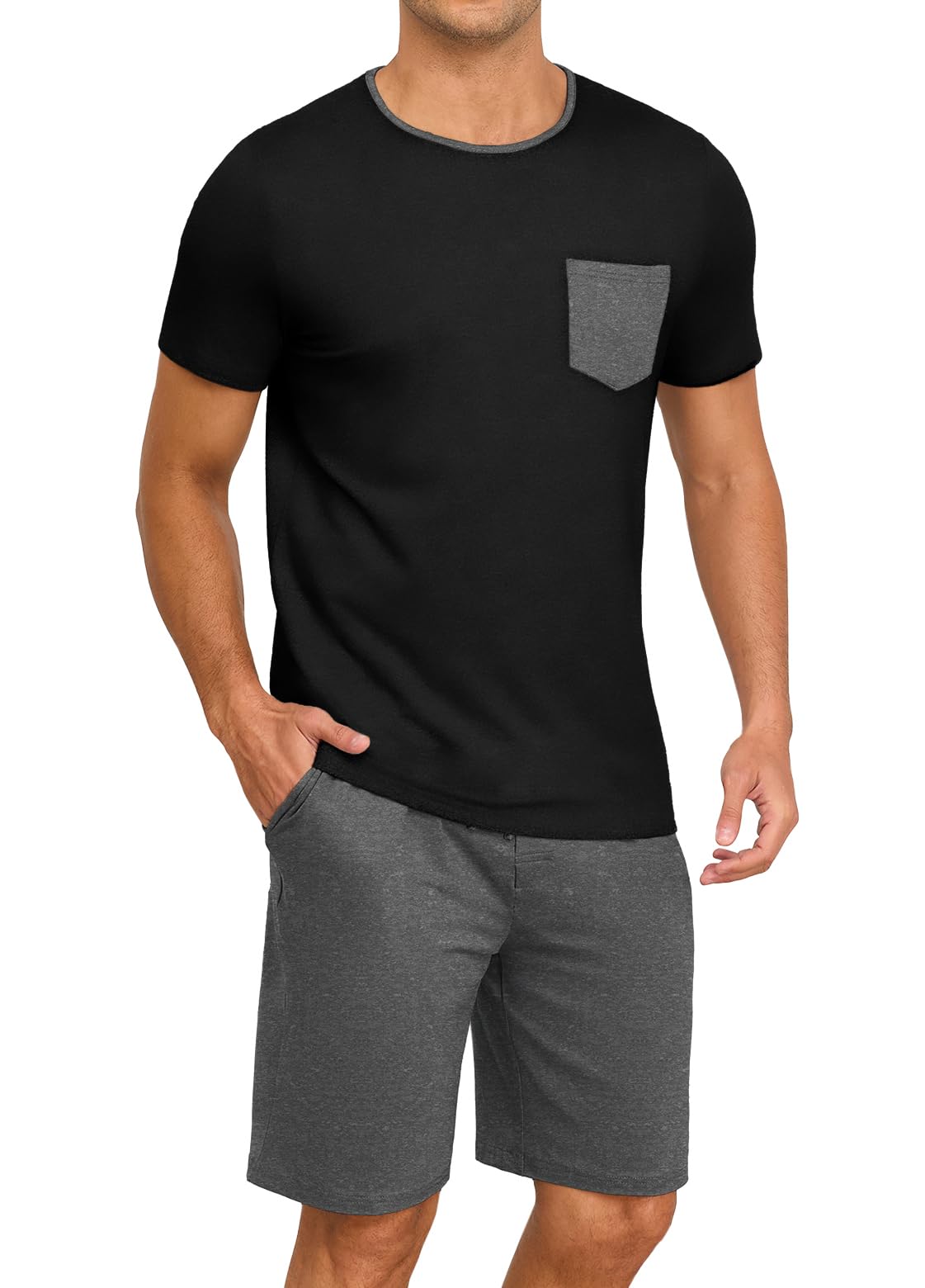 PrinStory Mens Pajamas Set Short Sleeve Pjs Sets S-3XL