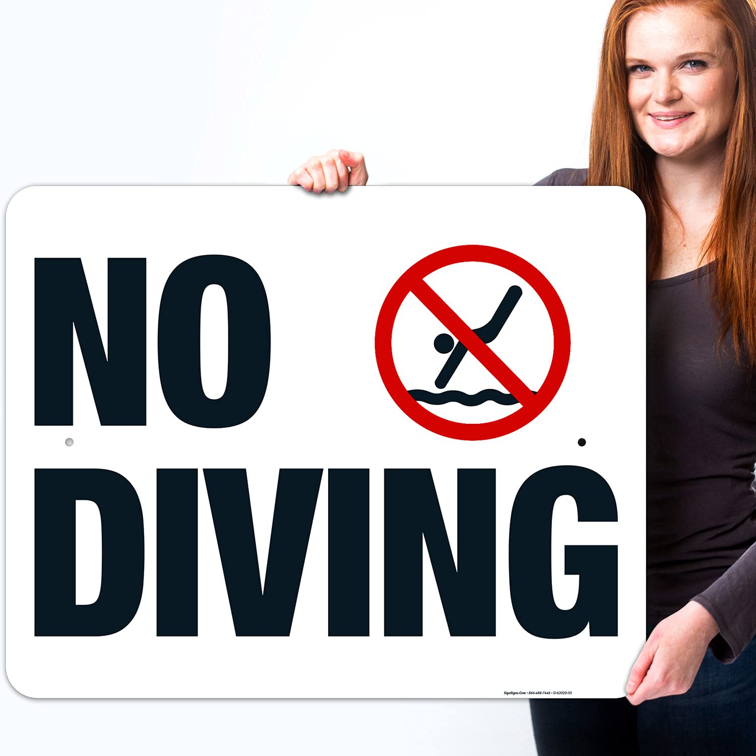 Idaho No Diving Horizontal Sign, Complies with State of Idaho Pool Safety Code, 24x30 Inches, 55 mil Thick HDPS (high Density polystyrene), Made in USA