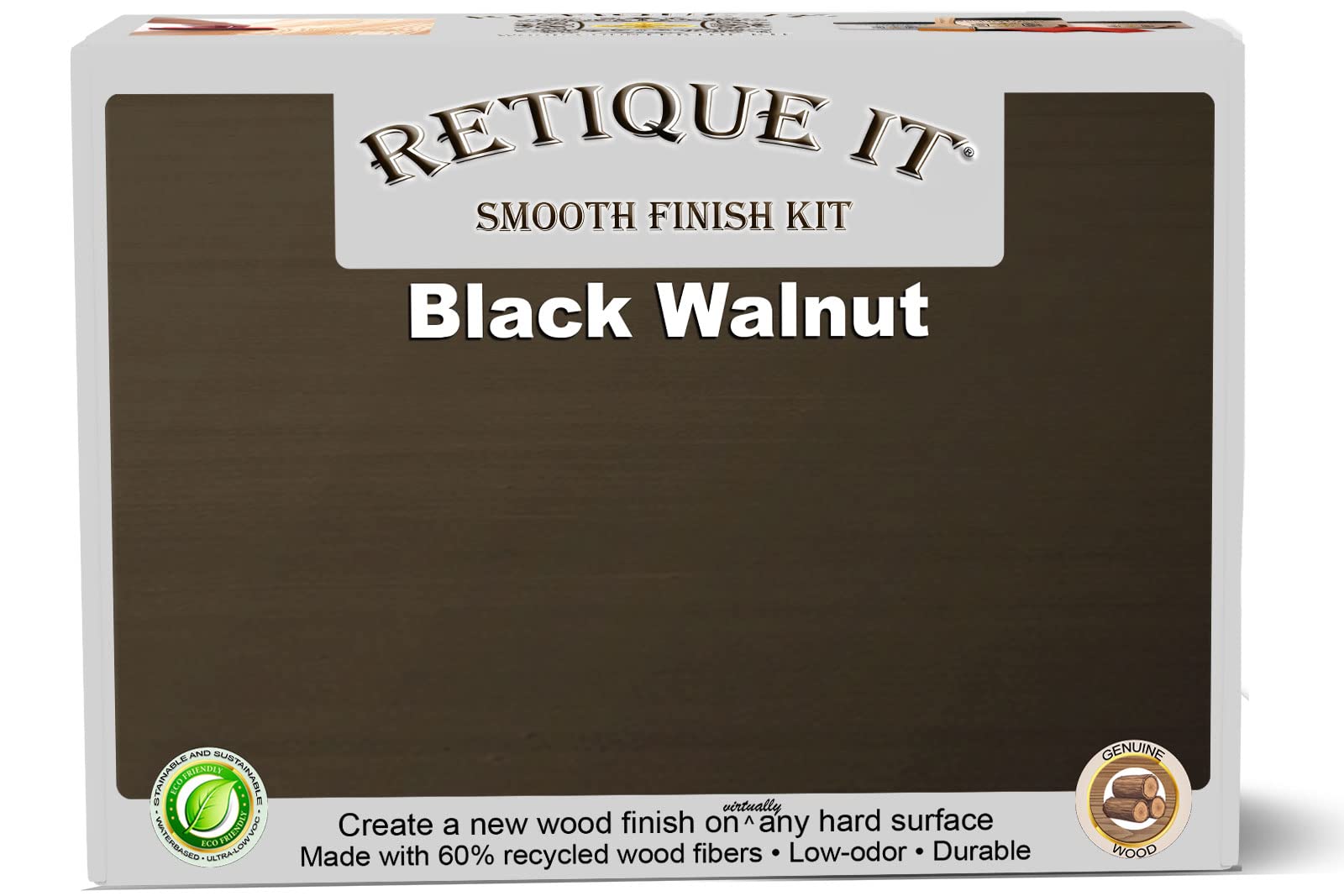 Gel Stain Liquid Wood Kits by Retique It - Real Paintable Wood. Great Companion to Chalk Finish Paint, Milk Paint, Furniture Paint. (2X Double (100 sq ft), Brushed Finish, 30 Black Walnut)