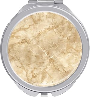 Espejo de maquillaje de mármol beige claro, e...