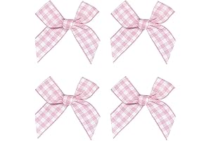 Charming Pink Plaid Bow Appliques: Embellish Your Crafts with Simplicity and Style