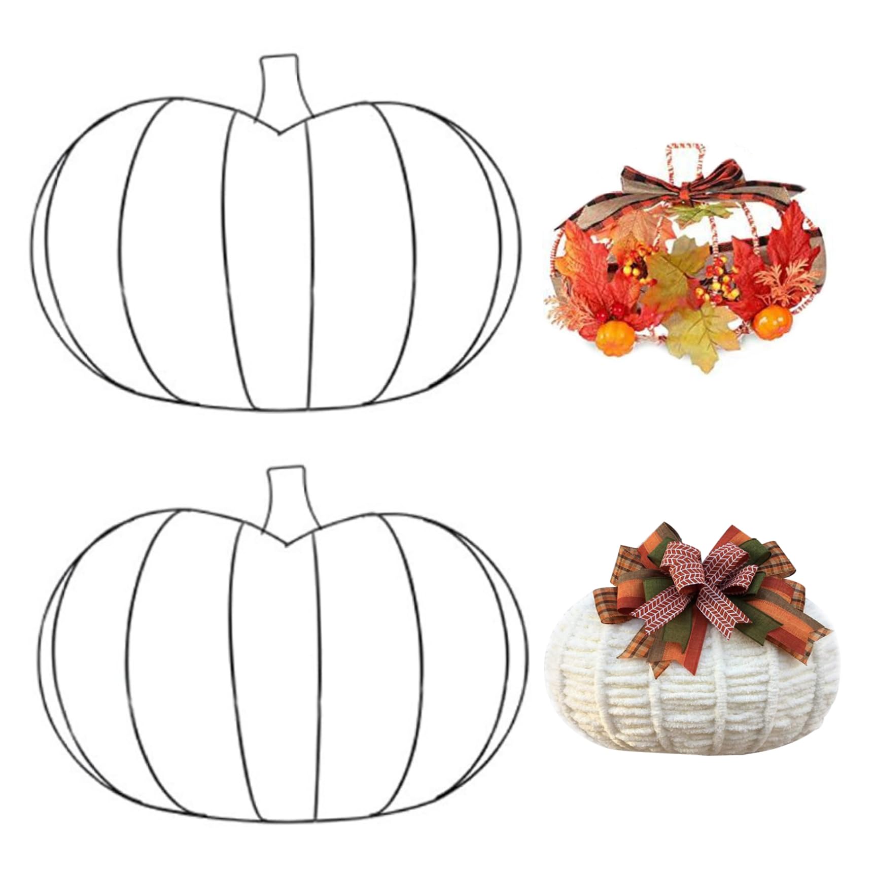 Pumpkin Wreath Form 2PCS Metal Pumpkin Wreath Wire Floral Garden Frame Metal Halloween Craft Decor..