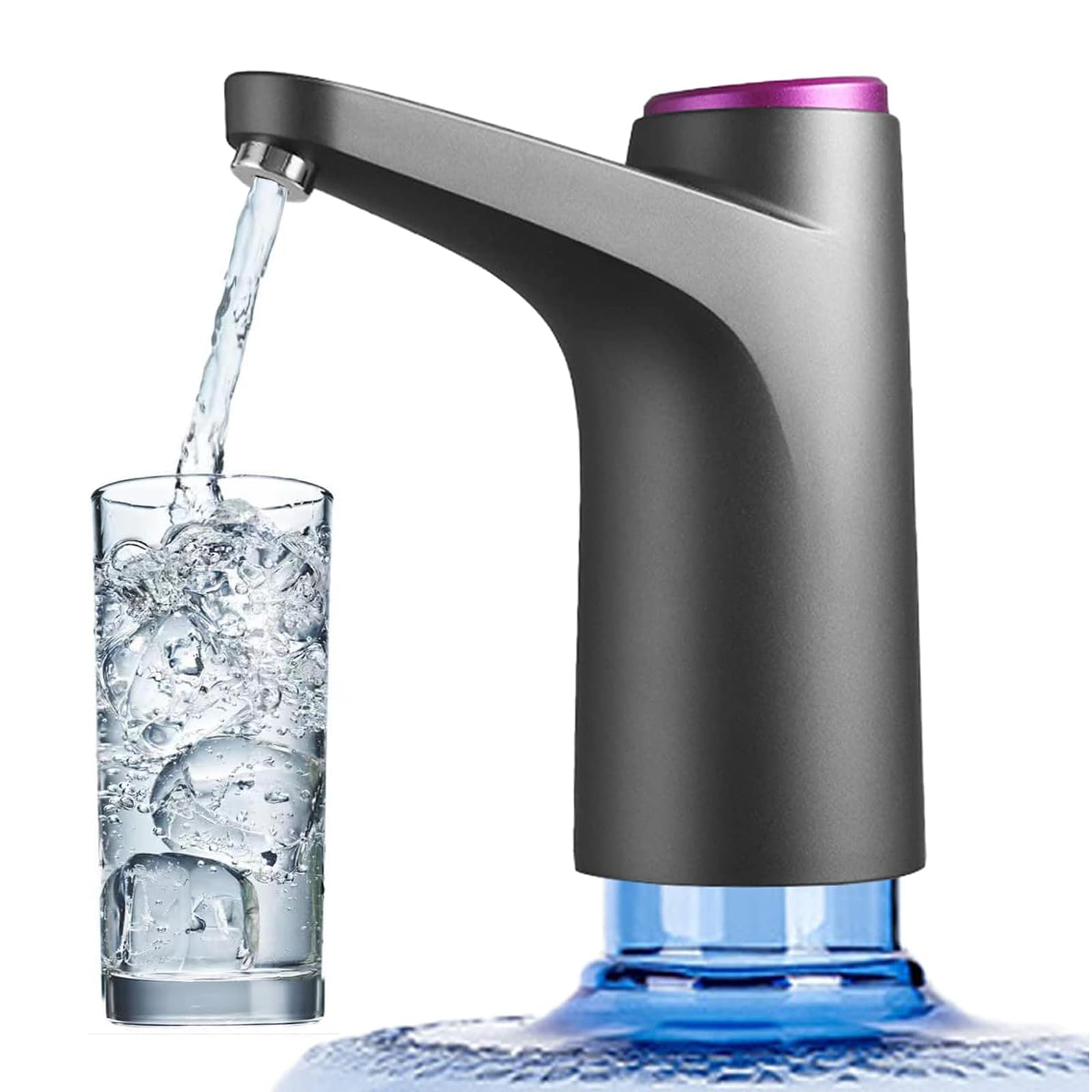 SYCARON Water Dispenser Pump, 5 Gallon Automatic Switch Drinking Water Pump, Universal Fit USB Charging Portable Bottled Water Pump for Travel, Home, Kitchen, Office, Camping, RV, Black