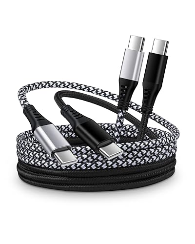 AILKIN - Cable USB tipo C, paquete de 2 cables de alimentación trenzados de carga rápida de 6 pies, cable tipo C a C para Samsung Galaxy S23, S22,