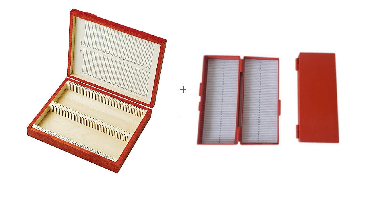 Labworld slide box 100 +50 slides combo pack with index holder prepared slides microscope,side box plastic,pack of 2
