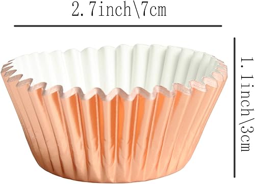 Miniatura 2 de Moldes de papel de aluminio de oro rosa para magdalenas, moldes de aluminio para cupcakes estándar, paquete de 100 unidades