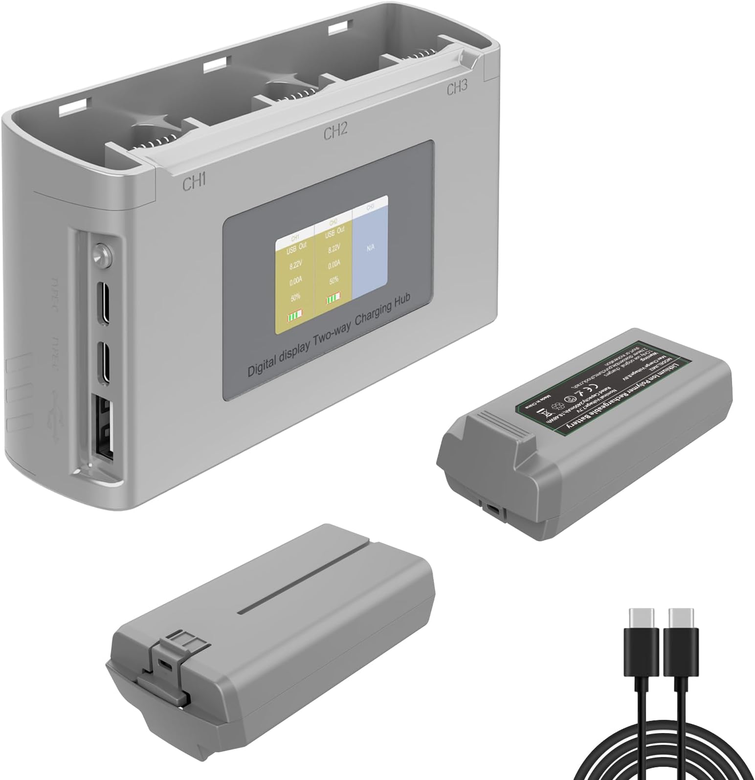 Mini 4K/Mini 2 Battery 2Pack with Charging Station, Intelligent Batteries for DJI Mini SE with Display Two-Way Charging Hub, 2400mAh 7.7V 31Mins Flight Time Rechargeable Battery