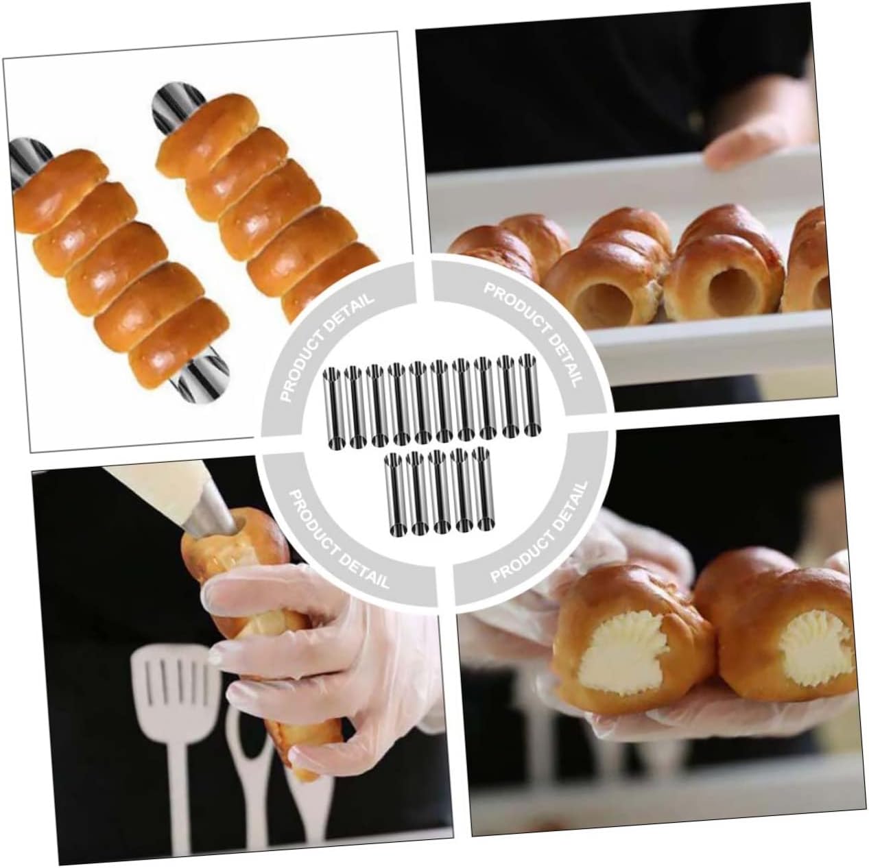 15pcs Croissant Molds Hollow Bread Baking Tubes Bakeware Stainless Steel Tart Molds