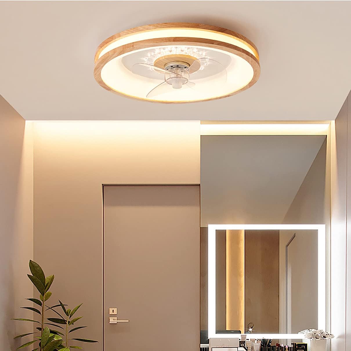 YUEGOO Ceiling Fan with Light and Remote Control 3 Speeds Bedroom Led Dimmablearon Fan Ceiling Light Modern Living Room Quiet Ceiling Fan Light/a