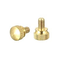 Vista 1 de uxcell 2 tornillos moleteados para el pulgar, pernos de hombro de latón M5x8mm, perillas de agarre escalonadas para PC, electrónicos, mecánicos