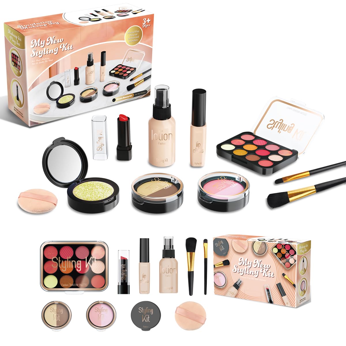 Makeup Kits Play Set, Pretend Makeup Toys for Girls Gifts 3+ Years Old (Not Contains Real Cosmetics)