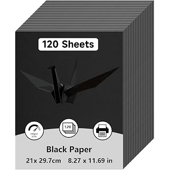 Pack of 120 Cardboard Paper A4 Black Printer Paper 120 g for DIY