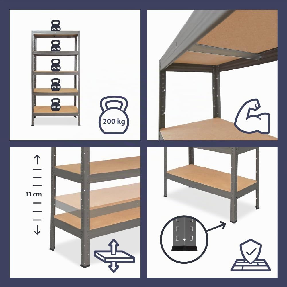 shelfplaza® 90x120x40cm PRO Scaffale metallo per carichi pesanti grigio con 3 ripiani con 200kg capacità di carico/Scaffali in metallo per garage come scaffali per ripostiglio o officina