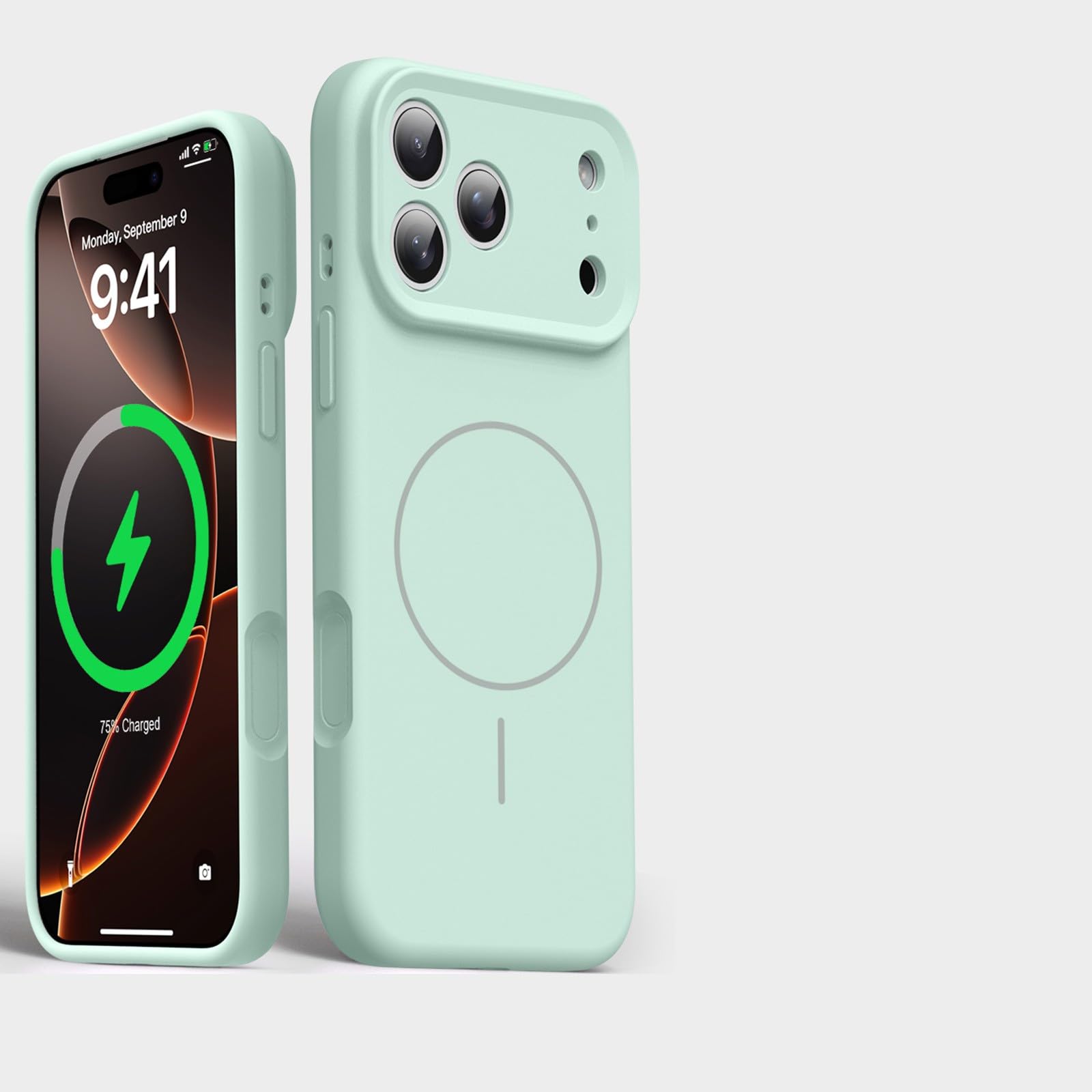 Coque silicone iPhone 17 élégante magnétique solide verte