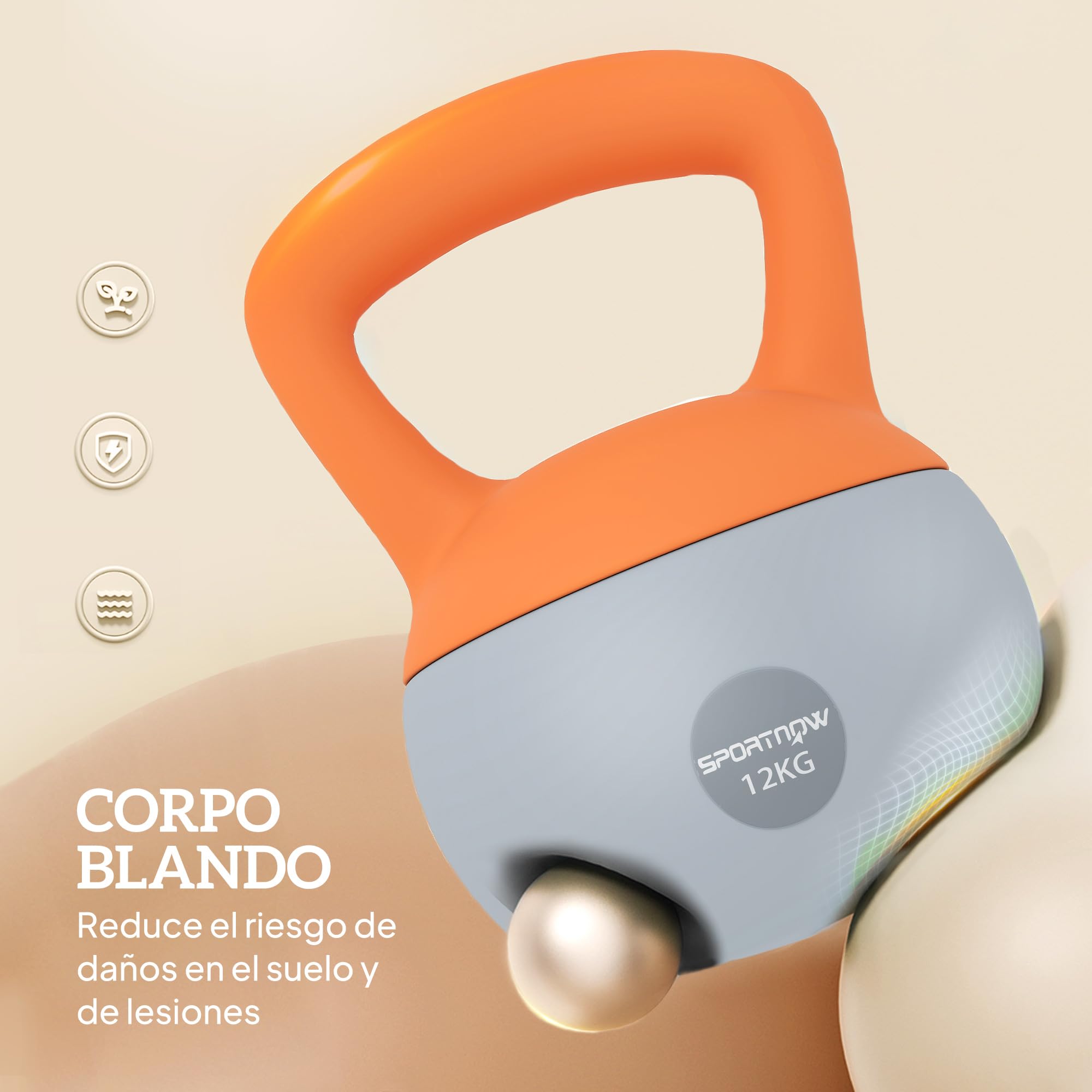 SPORTNOW Kettlebell - Kettlebell da 4 kg a 12 kg, imbottitura in sabbia metallica e manico antiscivolo, per allenamento bodybuilding, casa, palestra