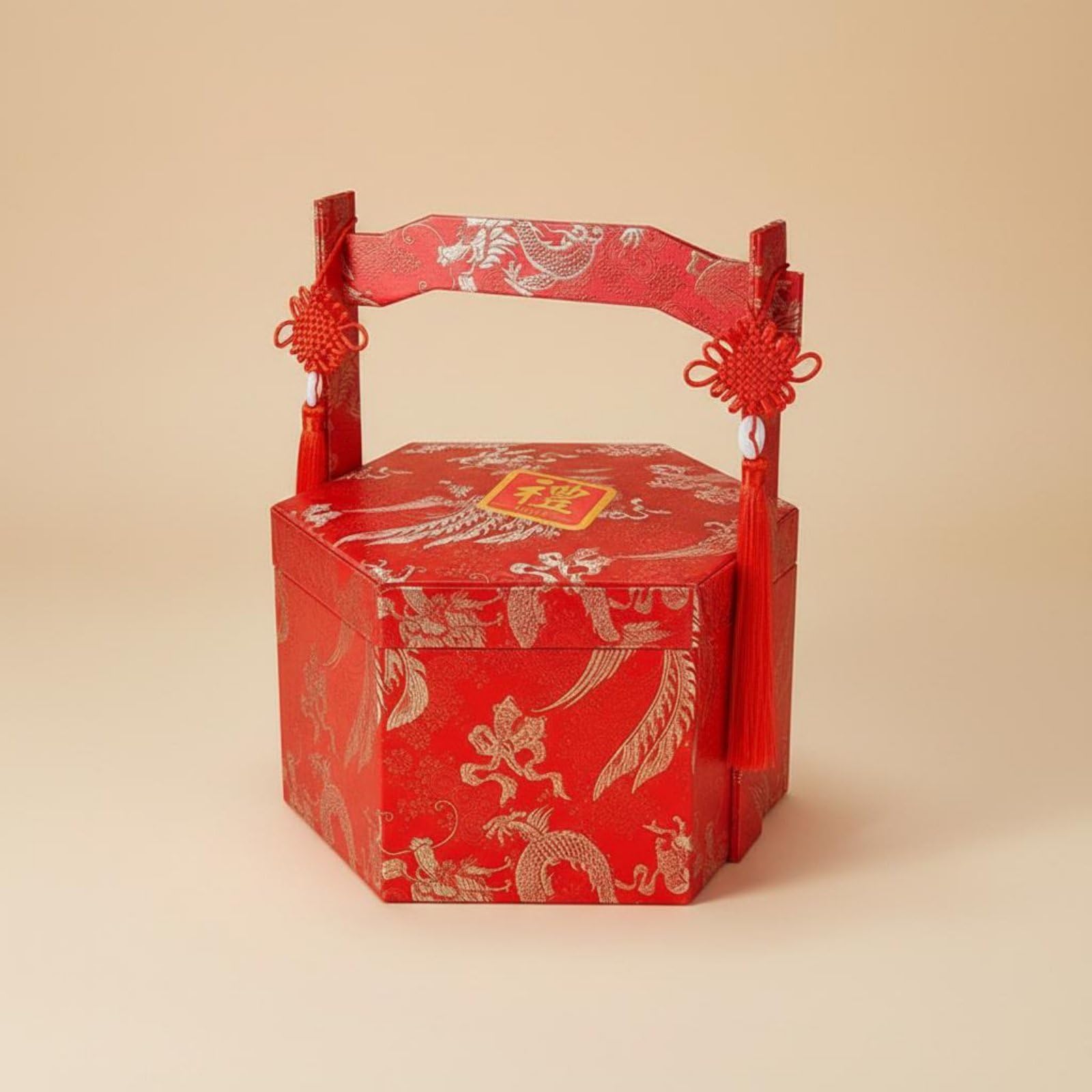 predolo Geldgeschenkbox edle Optik Brautgeschenk-Box dekorative Quaste rote Hochzeitsbox für Verlobung, Hochzeit, Hochzeitszeremonie, Geschenkbox Mit Dem Zeichen „Xi“ 喜