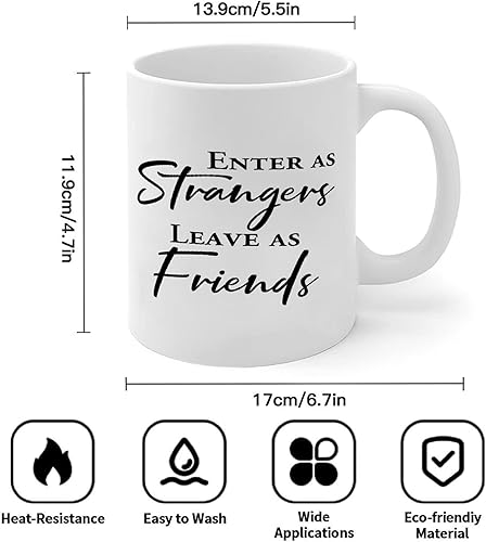 Miniatura 3 de Tazas de cerámica Enter as Strangers Leave As Friends - Maqueta de taza blanca única motivacional lisa taza maqueta divertida inspiradora y sarcasmo