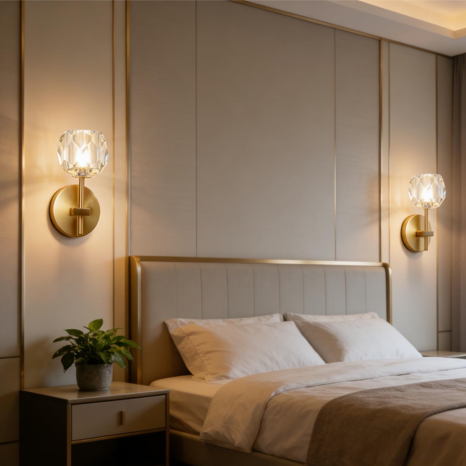 Applique Murale en Cristal Dorée, Lampe Boule, G9, Lumière Chaude