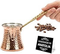 Hakan Handcrafted Copper Turkish Coffee Pot Cezve - Stovetop 6.5oz Quick Heat Milk Butter Warmer, Greek Arabic Coffee Maker Gift