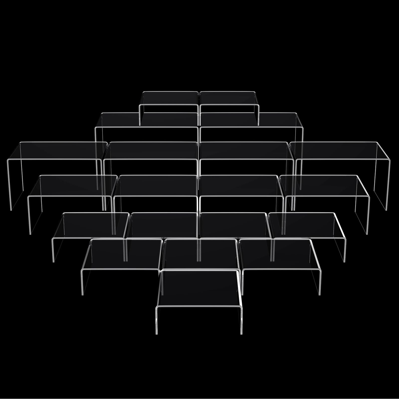Chuangdi 20 Pcs Acrylic Display Risers, Clear Plastic Product Stand
