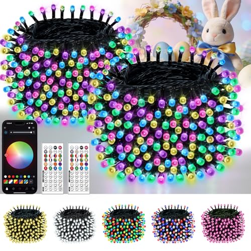 2026 New Smart Color Changing Easter String Lights | 2Pack 164FT 400LED App Control RGB LED String Lights with Remote & Timer, Waterproof Twinkle Easter Lights Indoor Outdoor for Easter Decor Party