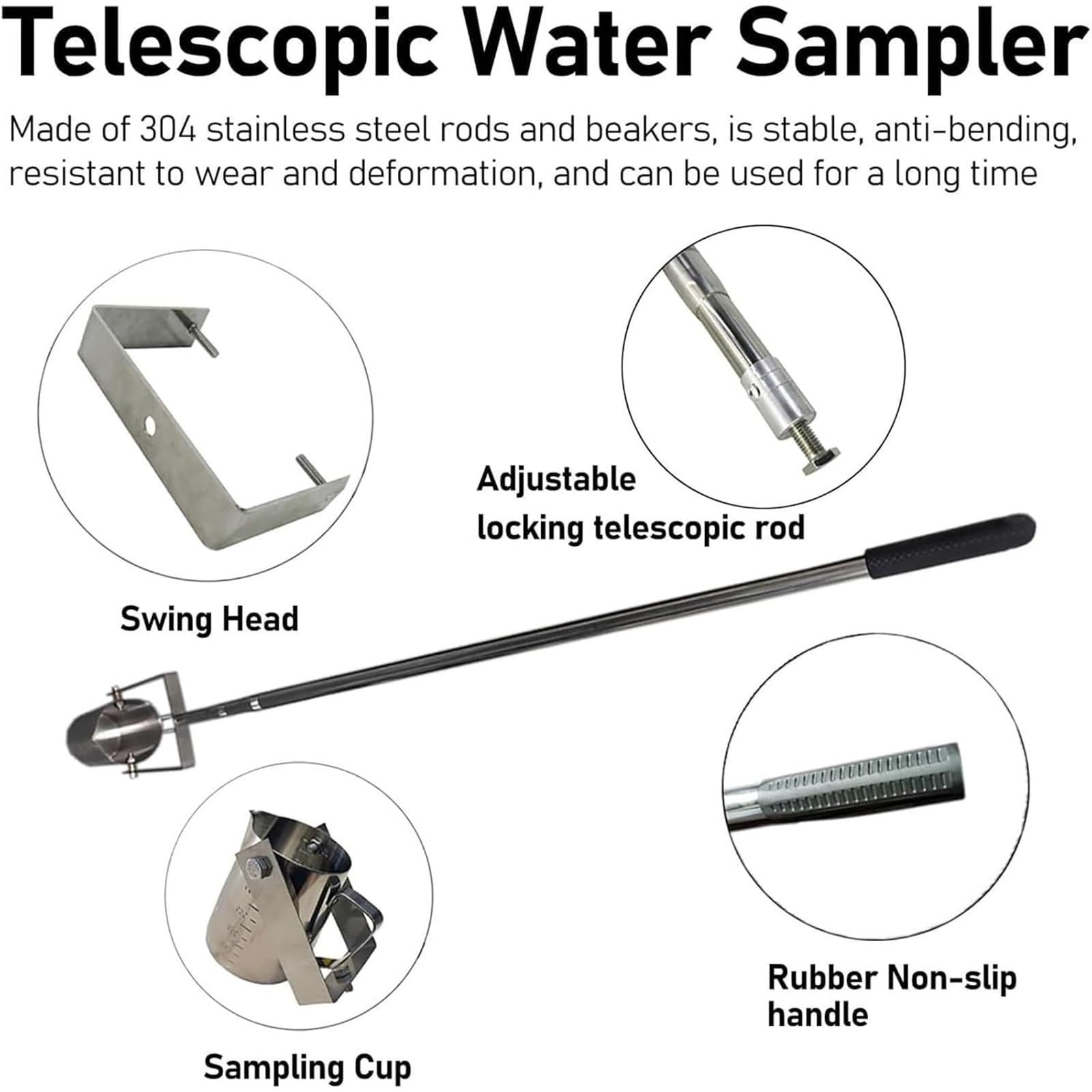 Campionatore telescopico dell'acqua, siviera di campionamento dell'acciaio inossidabile con il becher del pendolo per uso industriale