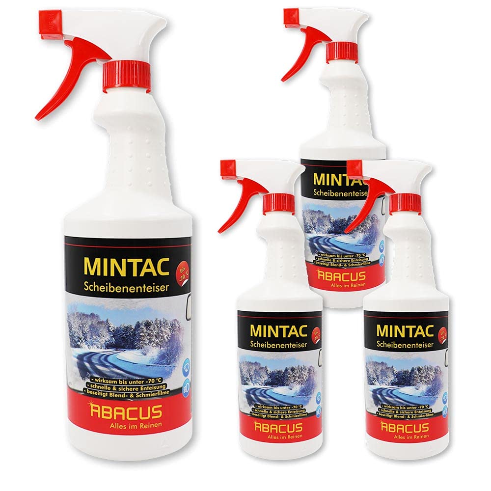 ABACUS® Scheibenenteiser, Enteiserspray, Scheibenenteiser-Spray – für eisfreie Autoscheiben, enteist Scheiben bis -70 °C Scheibenenteiser 4X 750 ml (7755.4)