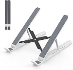 Laptop Stand for Desk, Adjustable Laptop Riser ABS+Silicone Foldable Portable Laptop Holder, Ventilated Cooling Pad Notebook Stand for 10-15.6” Laptops,Tablet-Black