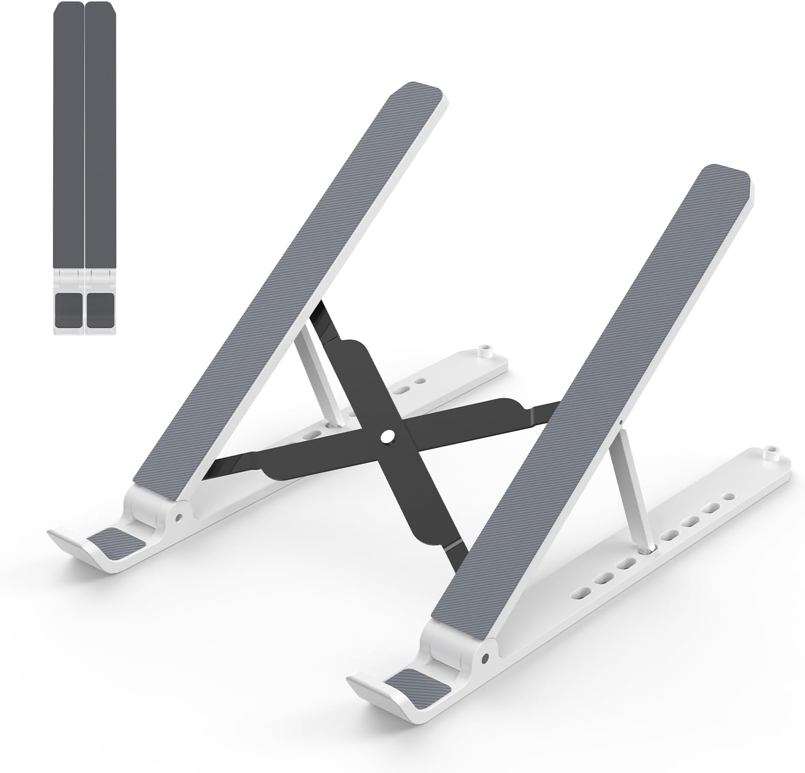 Laptop Stand for Desk, Adjustable Laptop Riser ABS+Silicone Foldable Portable Laptop Holder, Ventilated Cooling Notebook Stand for 10-15.6” Laptops,Tablet-White