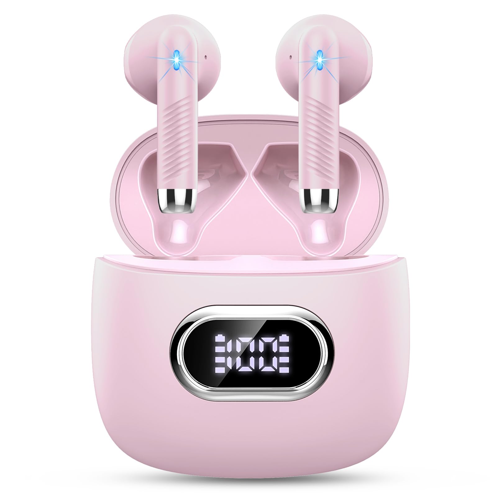 Ecouteurs Bluetooth sans Fil, Écouteurs Bluetooth 5.3 2024 Écouteurs sans Fil avec 4 ENC Réduction de Bruit Mic, IP7 Étanches Oreillette Bluetooth 42H Stéréo USB-C Casque Bluetooth pour Sport/Travail