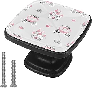 Xingruyun Maniglie per Mobili Castelli Rosa Maniglia per Cassetto Bambino Maniglia per Mobile Cristallo Nero Pomolo per Porta Creativo per Bambini Ragazzi 4 Pezzi 3x2.1x2 cm
