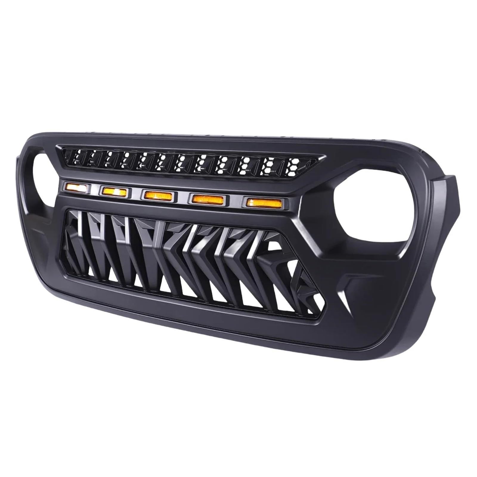 Calandre avant en maille pour Jeep Wrangler JL et Gladiator JT avec feux de circulation LED ambre