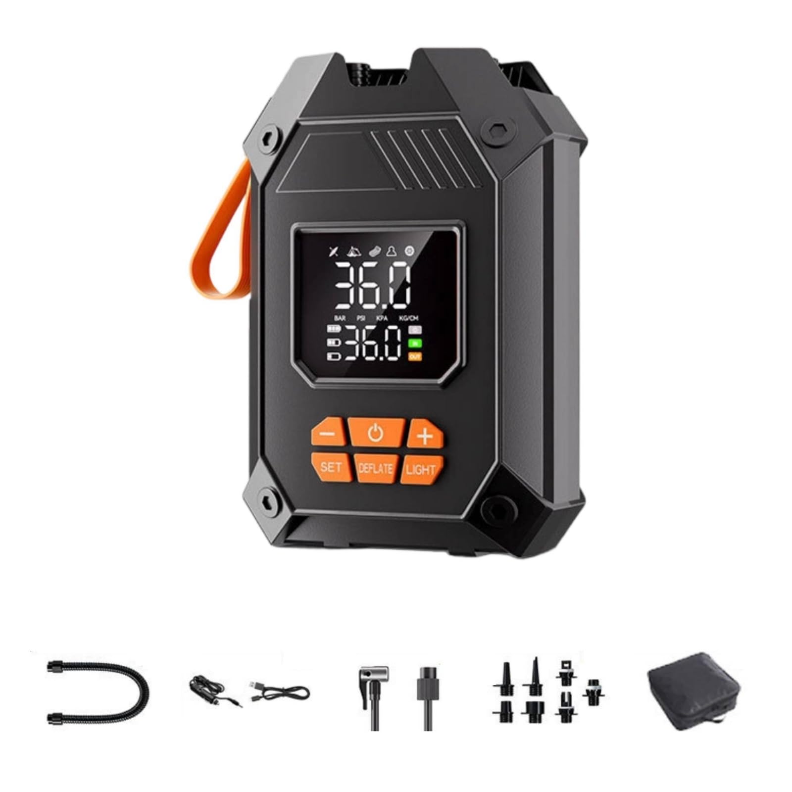 predolo Bomba Inalámbrica Inalámbrico Inflador Baría Recargable Automático Inflador con Pantalla LED para portistas, Campistas