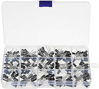 200pcs Electrolytic Capacitor Assorted, 15 Values 0.1uF-220uF Electrolytic Capacitor Assortment Kit with Box 10V-125V for DIY Soldering Electronic Projects