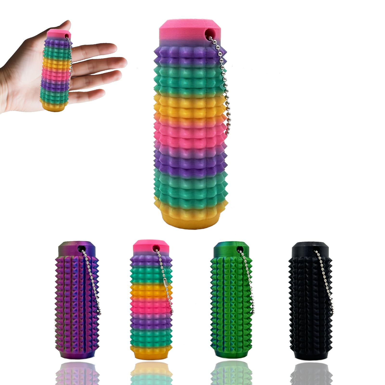 Little Ouchies Fidget for Adults, Anxiety Relief Pain Stim, Spiky Grippie Stim Keychain for Stress Relief &amp; Focus,Novelty Gifts for Friends(1Pcs/Rainbow)