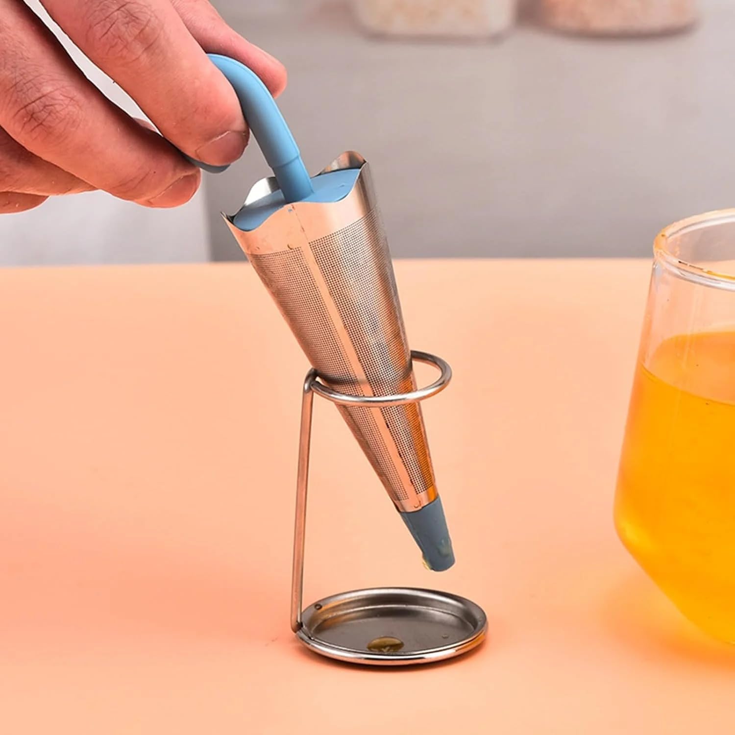 Reusable Cute Umbrella Tea Strainer with Tray/Stand Loose Tea Infuser Strainer, Umbrella Shape Food Grade Silicone Tea Infuser Fun and Creative Fine Mesh for Larger Cups (1 Pc)-image-6